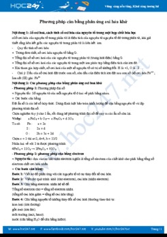 Phương pháp cân bằng phản ứng oxi hóa khử