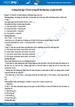 6 dạng bài tập về este trong đề thi đại học có đáp án chi tiêt