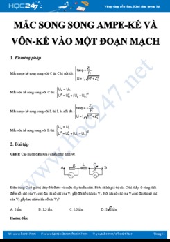 Phương pháp giải dạng bài Mắc song song ampe-kế và vôn-kế vào một đoạn mạch