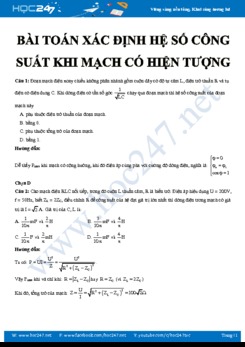Bài toán Xác định hệ số công suất khi mạch có hiện tượng cộng hưởng