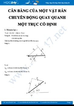 Lý thuyết và bài tập về Cân bằng của vật rắn chuyển động quay quanh một trục cố định