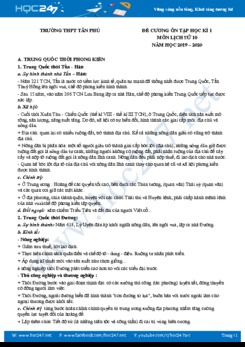 Đề cương ôn tập HK1 môn Lịch Sử 10 năm 2019 - 2020 Trường THPT Tân Phú