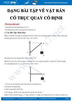 Dạng bài tập về Vật rắn có trục quay cố định môn Vật lý 10