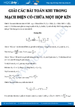Phương pháp giải các Bài toán trong mạch điện có chứa một hộp kín môn Vật lý 12