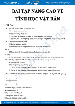 20 bài tập trắc nghiệm nâng cao về Tĩnh học vật rắn có hướng dẫn chi tiết