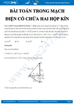 Chuyên đề Bài toán trong mạch điện có chứa hai hộp kín môn Vật lý 12