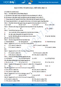 Bài tập về đại cương kim loại môn Hóa học 12 năm 2019-2020