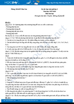 Bộ đề thi HSG môn Hóa học 8 năm 2019-2020 Phòng GDĐT Bỉm Sơn