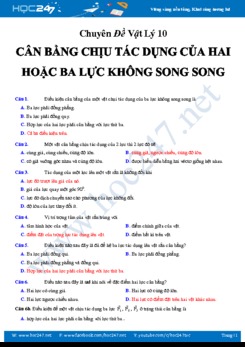 Chuyên đề Bài tập Cân bằng chịu tác dụng của hai hoặc ba lực không song song có đáp án