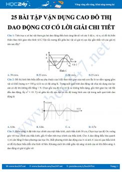 25 bài tập Đồ thị Dao động cơ có lời giải chi tiết luyện thi THPTQG mức độ Vận dụng cao