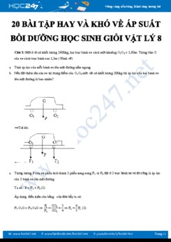 20 bài tập hay và khó về Áp suất bồi dưỡng học sinh giỏi môn Vật lý 8 năm 2019
