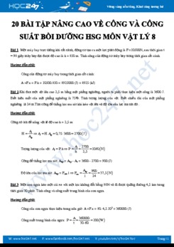 20 bài tập nâng cao về Công và công suất bồi dưỡng Học sinh giỏi môn Vật lý 8