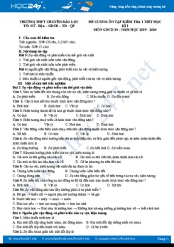 Đề cương ôn tập kiểm tra 1 tiết HK1 môn GDCD 10 năm học 2019 - 2020 Trường THPT Bảo Lộc