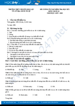 Đề cương ôn thi HK1 môn GDCD 10 năm học 2019 - 2020 Trường THPT Bảo Lộc
