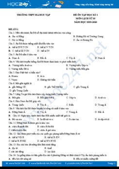 Đề ôn tập HK1 môn Lịch Sử 10 năm học 2019-2020 Trường THPT Hà Huy Tập