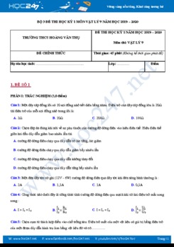 Bộ 3 đề thi Học kì 1 môn Vật lý 9 năm học 2019-2020 trường THCS Hoàng Văn Thụ