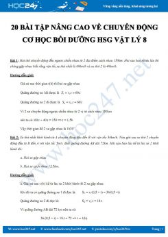 20 bài tập nâng cao về Chuyển động cơ học bồi dưỡng Học sinh giỏi Vật lý 8