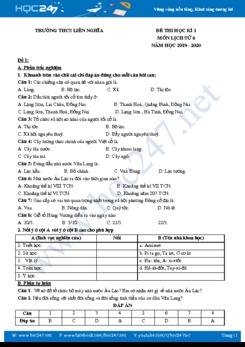 Đề thi HK1 môn Lịch Sử 6 năm học 2019-2020 trường THCS Liên Nghĩa