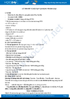 Lý thuyết và bài tập vận dụng về kim loại