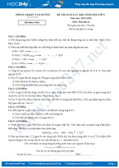Đề thi giao lưu học sinh giỏi môn Hóa học lớp 8 - Phòng GD ĐT Tam Dương