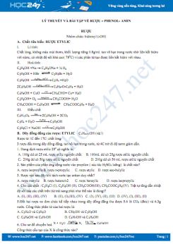 Lý thuyết và bài tập về rượu - Phenol - Amin