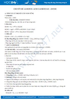 Chuyên đề andehit - axit cacboxylic và este môn Hóa học 12 năm 2019-2020