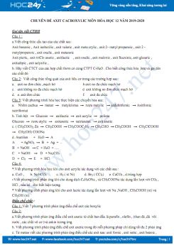Chuyên đề Axit Cacboxylic môn Hóa học 12 năm 2019-2020