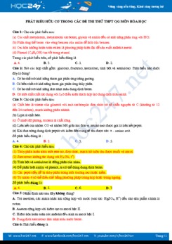 Phát biểu hữu cơ trong các đề thi thử THPT QG môn Hóa học