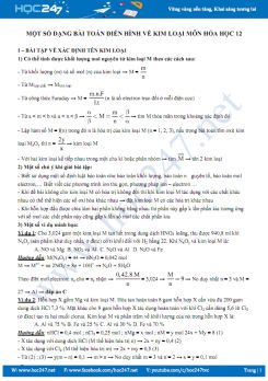 Một số dạng bài toán điển hình về kim loại - Môn Hóa học 12 năm 2019 - 2020