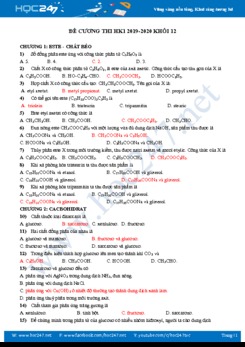 Đề cương thi HK1 môn Hóa 12 năm học 2019-2020