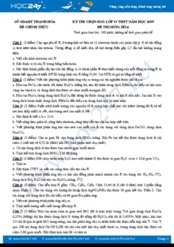 Đề thi chọn HSG môn Hóa học 11 năm 2019-2020 Tỉnh Thanh Hóa