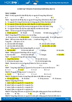 Luyện tập về bảng tuần hoàn môn Hóa học 10 năm 2019-2020