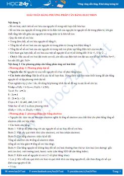 Giải toán bằng phương pháp cân bằng electron môn Hóa học 10