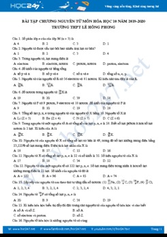 Bài tập Chương 1,2 môn Hóa học 10 năm 2019-2020 Trường THPT Lê Hồng Phong