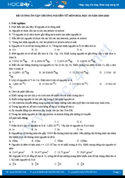 Đề cương ôn tập Chương Nguyên Tử môn Hóa học 10 năm 2019-2020