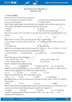 Đề cương ôn tập HK2 môn Hóa học 10 năm 2018-2019