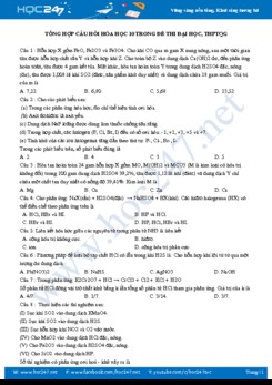 Tổng hợp câu hỏi Hóa học 10 trong đề thi Đại học, THPT QG