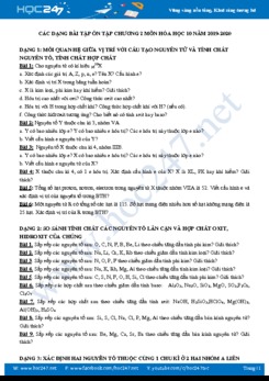 Các dạng bài tập ôn tập Chương 2 môn Hóa học 10 năm 2019-2020