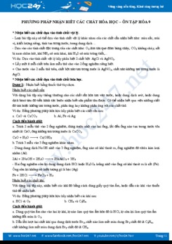 Phương pháp nhận biết các chất Hóa học - Ôn tập môn Hóa 9 năm 2019-2020
