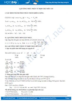 Lập công thức phân tử hợp chất hữu cơ môn Hóa học 9 năm 2019-2020