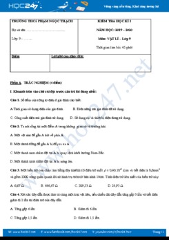 Đề kiểm tra HK1 môn Vật lý 9 năm học 2019-2020 trường THCS Phạm Ngọc Thạch có đáp án