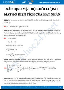 Bài tập xác định mật độ khối lượng, mật độ điện tích của hạt nhân năm 2019