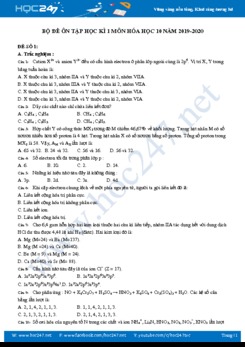 Bộ 4 đề ôn tập HK1 môn Hóa học 10 năm 2019-2020