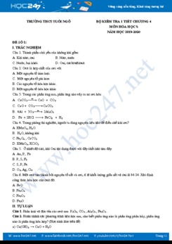 Bộ 4 đề kiểm tra 1 tiết Chương 4 môn Hóa học 8 năm 2019-2020 Trường THCS Suối Ngô
