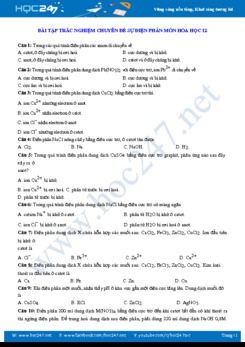 Bài tập trắc nghiệm chuyên đề sự điện phân môn Hóa học 12 năm 2019-2020