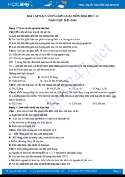 Bài tập đại cương kim loại môn Hóa học 12 năm học 2019-2020