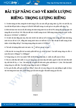 Bài tập nâng cao về Khối lượng riêng- Trọng lượng riêng có đáp án môn Vật lý 8