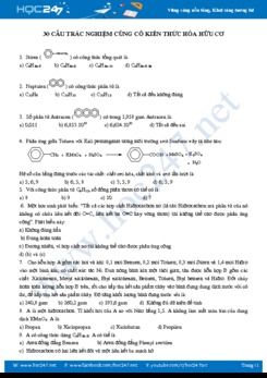 30 Câu trắc nghiệm củng cố kiến thức phần Hóa học hữu cơ năm 2019-2020