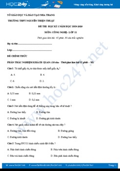 Đề thi HK1 môn Công Nghệ 11 năm học 2019-2020 có đáp án trường THPT Nguyễn Thiện Thuật