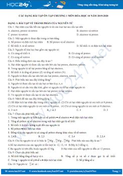 Các dạng bài tập ôn tập Chương 1 môn Hóa học 10 năm 2019-2020